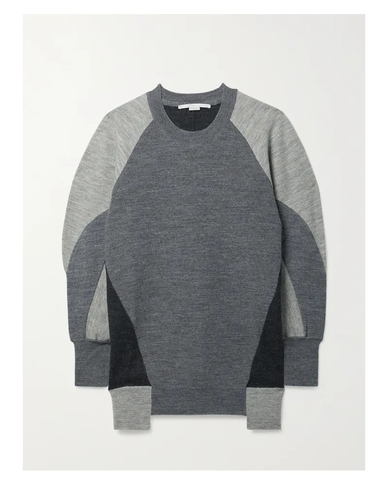 Stella McCartney Oversized-pullover Aus Wolle In Colour-block-optik - Grau Grau