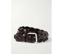 Geflochtener Gürtel Aus Glanzleder Mit Krokodileffekt - Braun