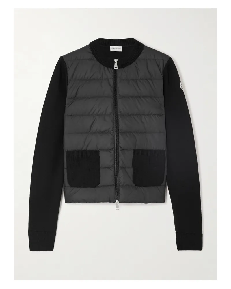 Moncler Wool And Quilted Shell Down Cardigan - Black Black