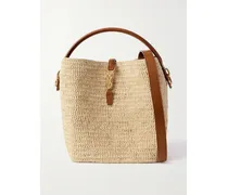 Le 37 Leather-trimmed Raffia Bucket Bag - Neutrals