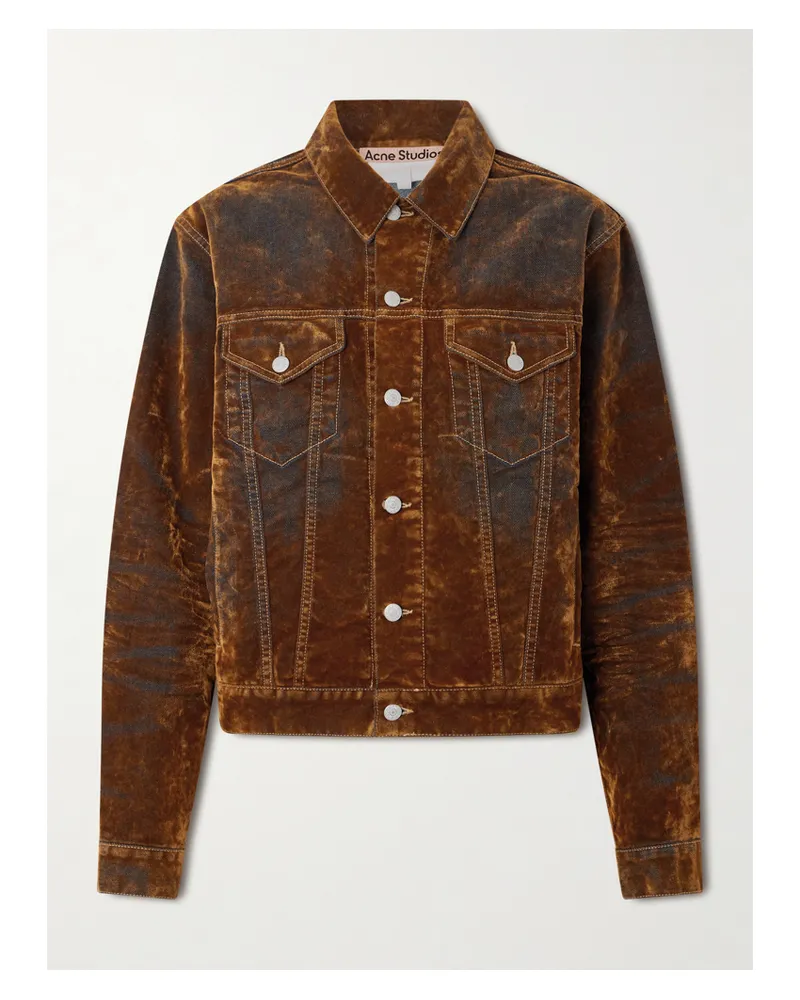 Acne Studios Flocked Denim Jacket - Brown Brown