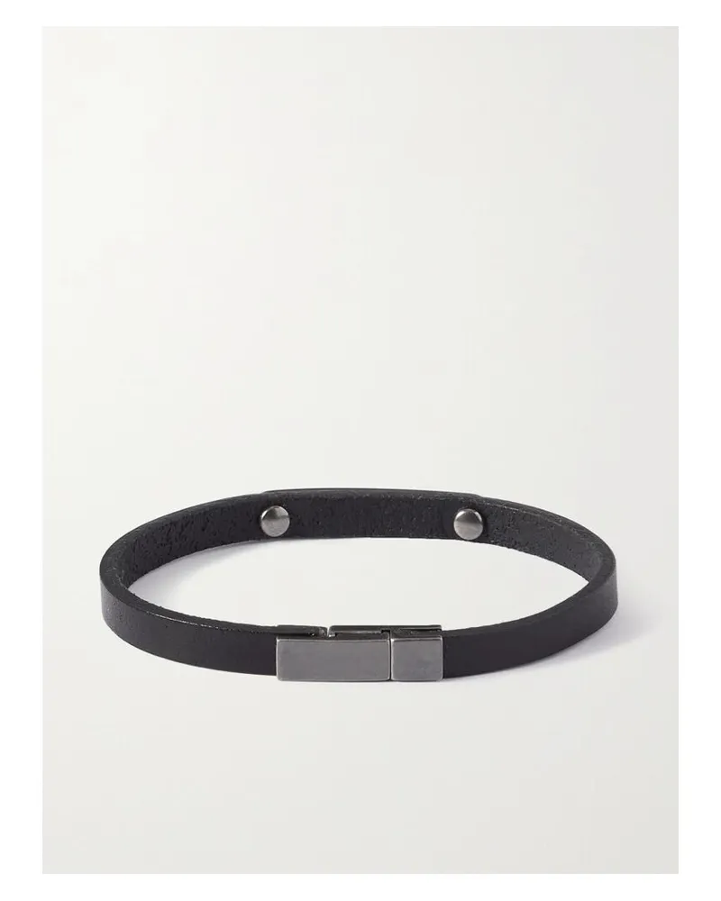 Saint Laurent Lederarmband Mit Silberfarbenen Details - Schwarz Schwarz