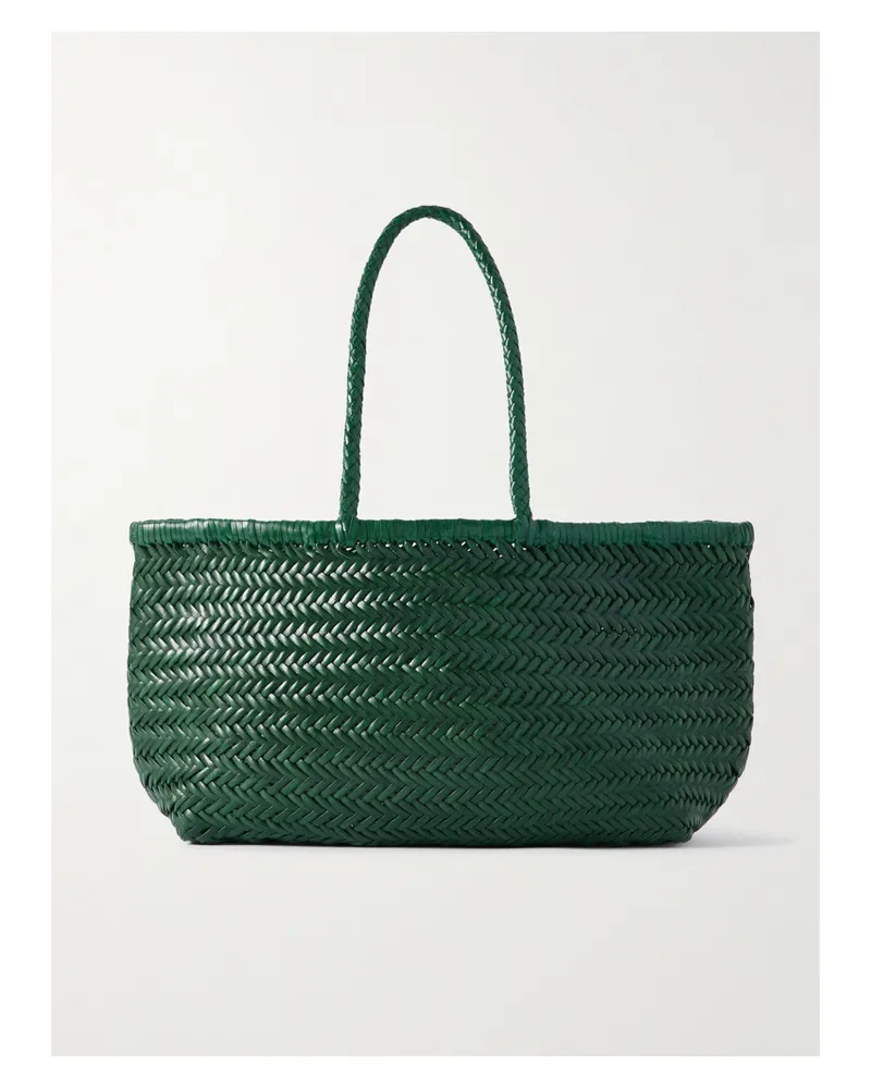 Dragon Diffusion Bamboo Triple Jump Big Woven Leather Tote - Green Green