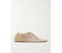 Minette Ombré Crystal-embellished Mesh Ballet Flats - Gold