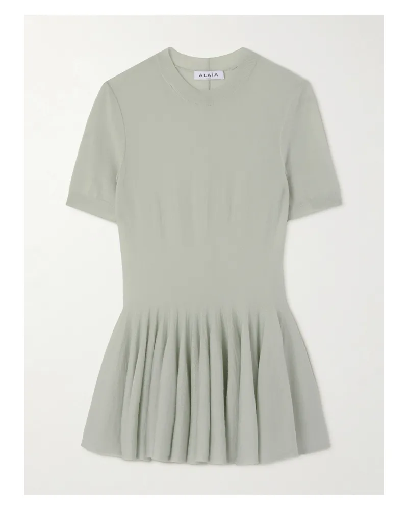 Alaïa Wool Peplum Top - Green Green