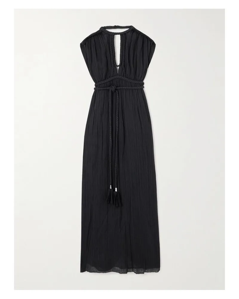 Isabel Marant Joya Rückenfreies Maxikleid Aus Baumwollgaze Mit Geflochtenen Details - Schwarz Schwarz