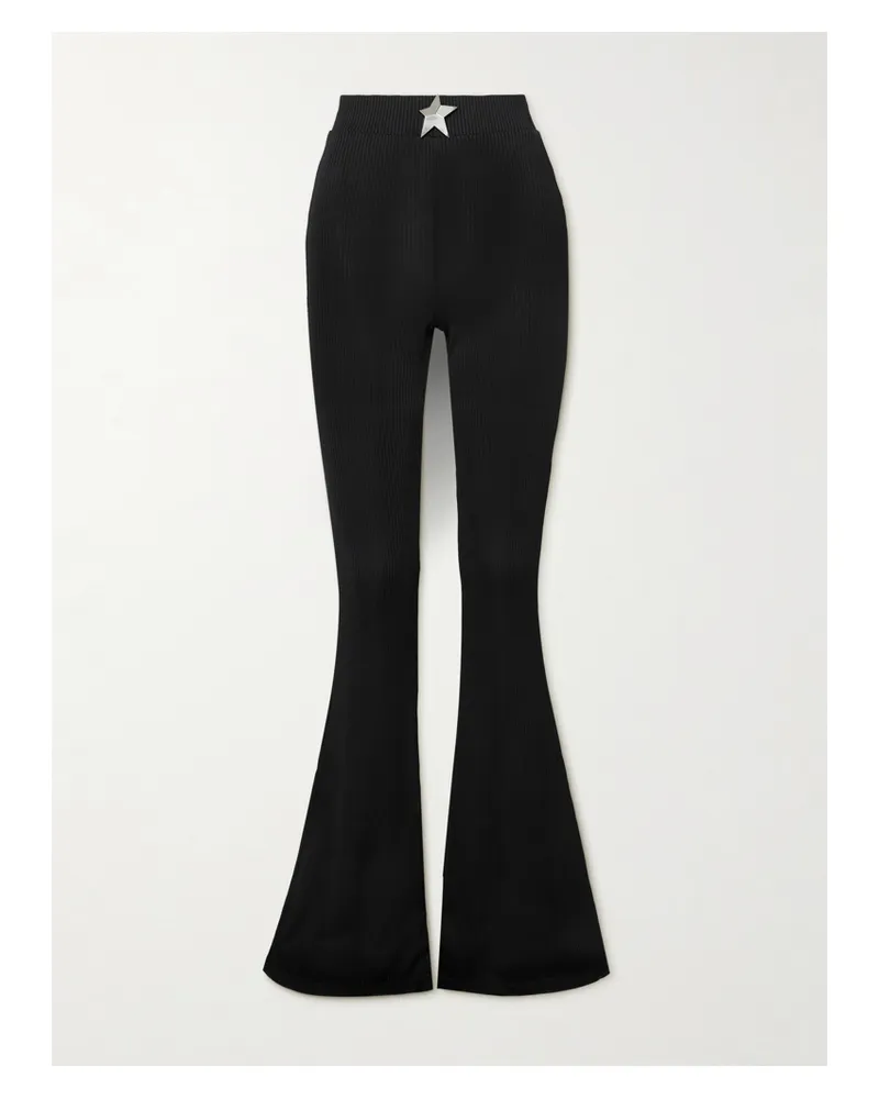 Area Bootcut-hose Aus Geripptem Jersey Mit Verzierung - Schwarz Schwarz