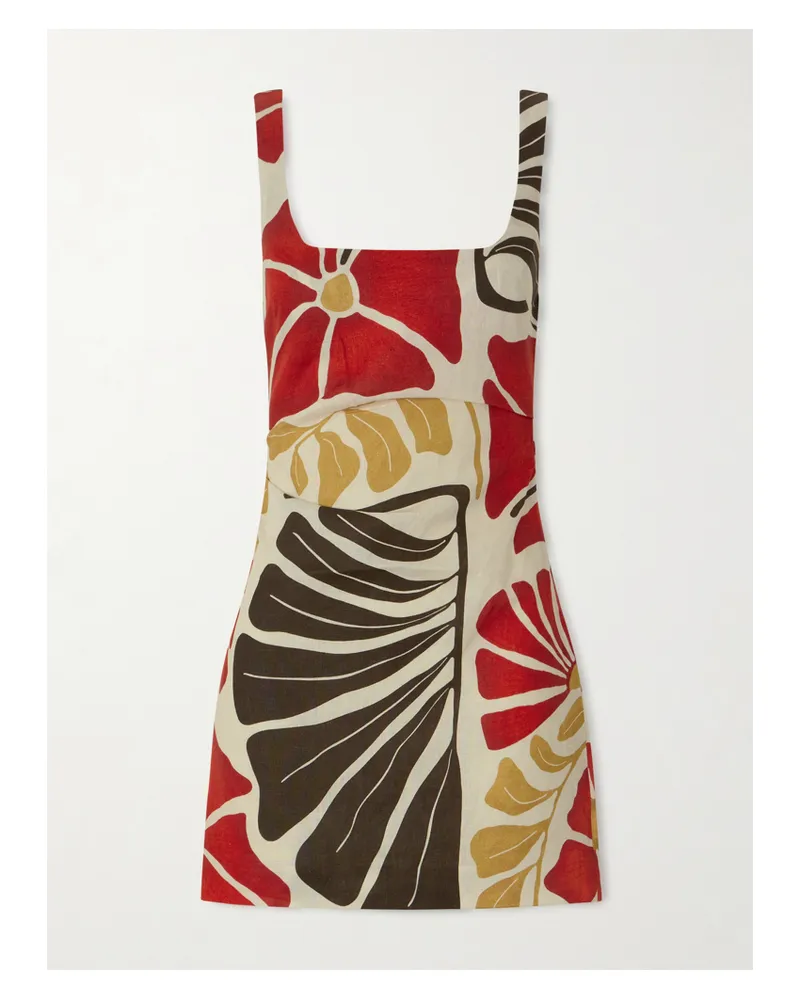 SIR Julietta Minikleid Aus Leinen Mit Blumenprint - Creme Creme