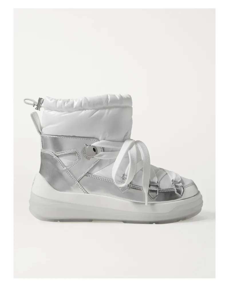 Moncler Insolux Schneestiefel Aus Metallic-leder Und Wattiertem Shell - Weiß Weiß