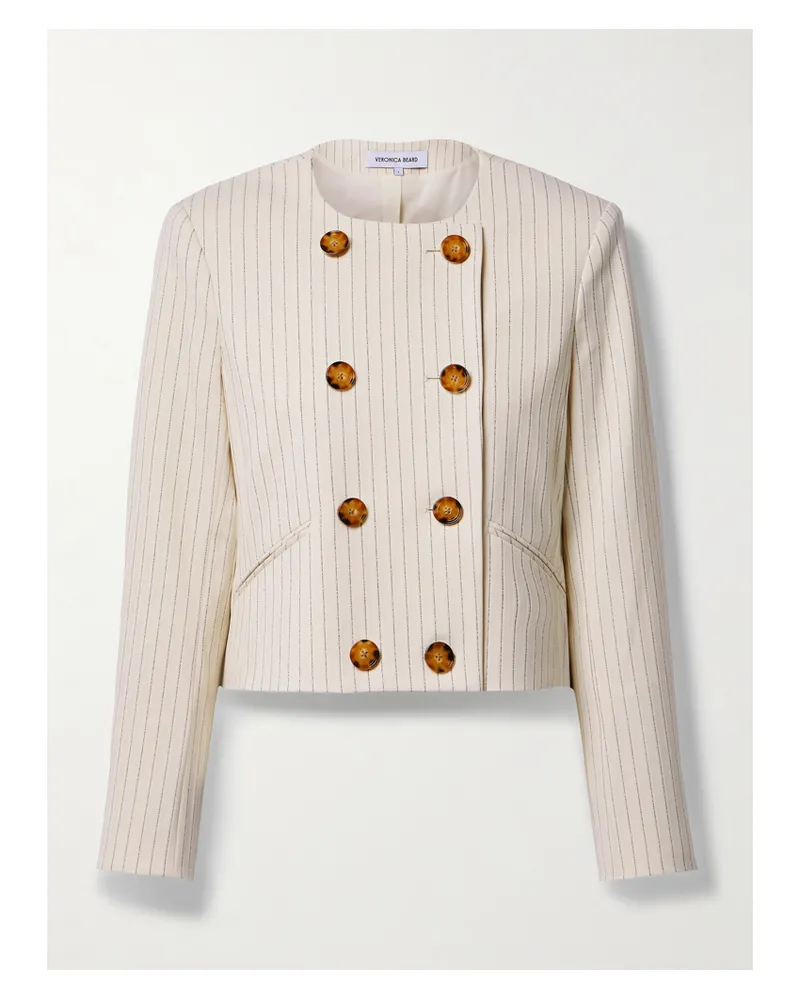 Veronica Beard Winslow Doppelreihige Jacke Aus Jacquard Mit Nadelstreifen - Ecru Ecru