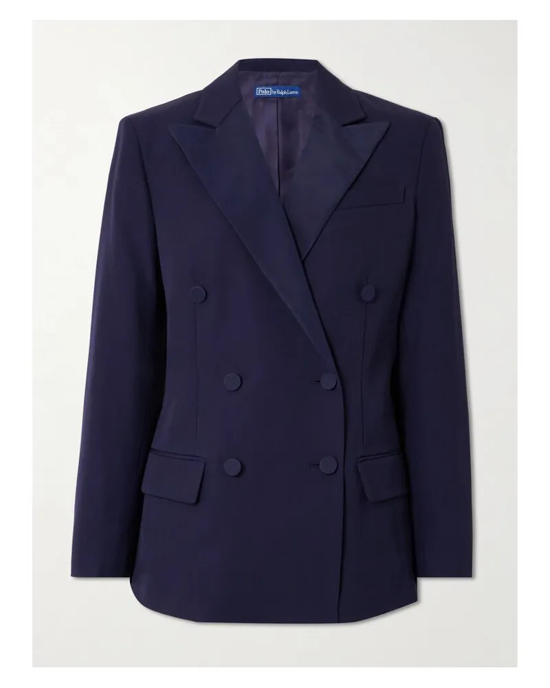 Ralph Lauren Doppelreihiger Blazer Aus Wolle Mit Satinbesätzen Aus Maulbeerseide - Blau Blau