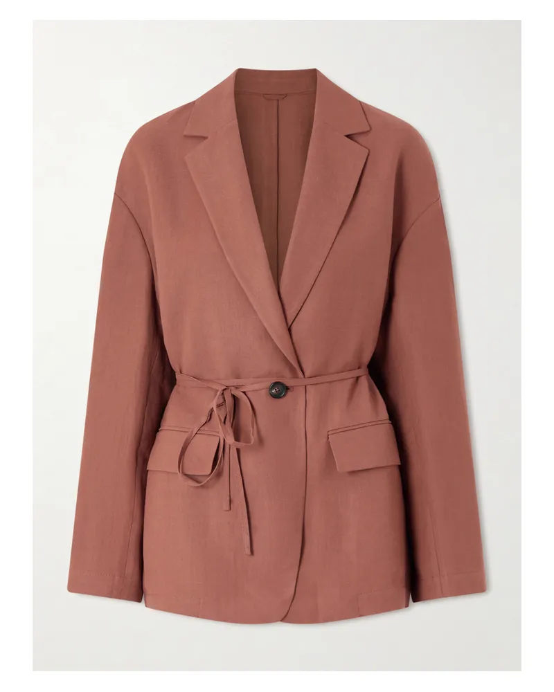 Brunello Cucinelli Embellished Belted Twill Wrap Jacket - Red Red