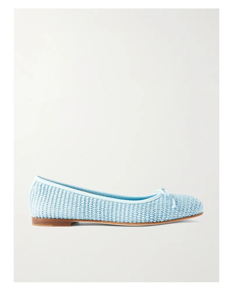 Manolo Blahnik Veralli Ballerinas Aus Raffiabast Mit Lederbesätzen - Blau Blau