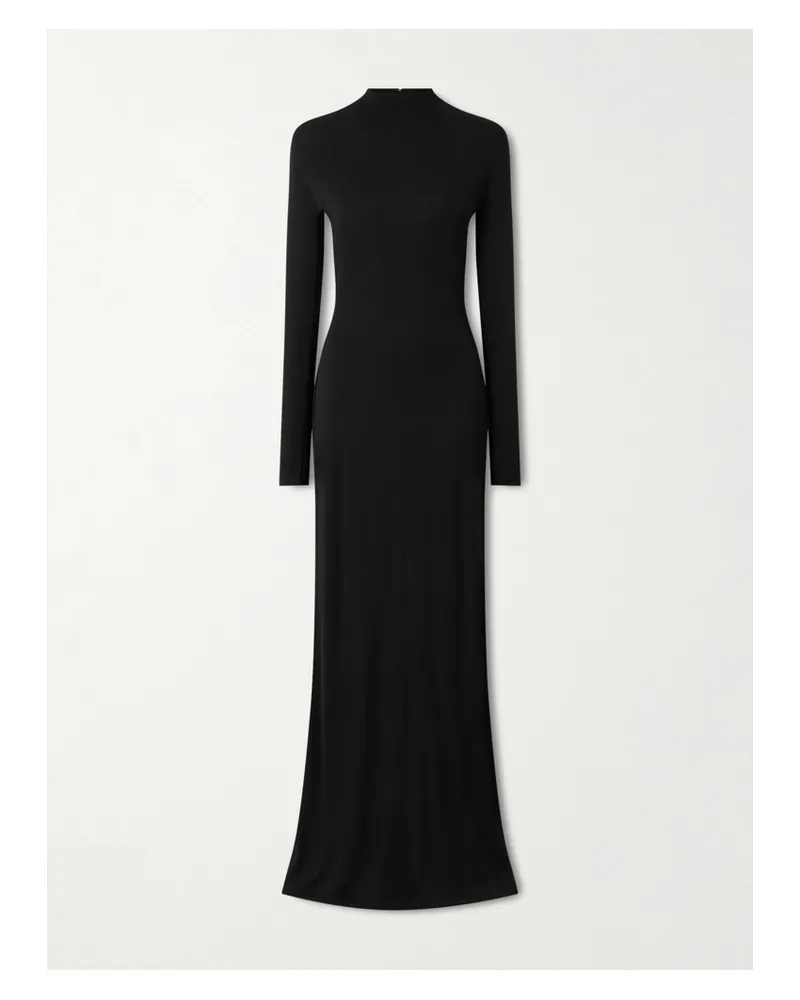 Alaïa Jersey Mock-neck Gown - Black Black