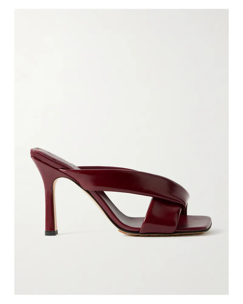 Bottega Veneta Riva Padded Leather Mules - Burgundy Burgundy