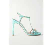 Whitney Sandalen Aus Leder Mit Eidechseneffekt Und Verzierung - Blau