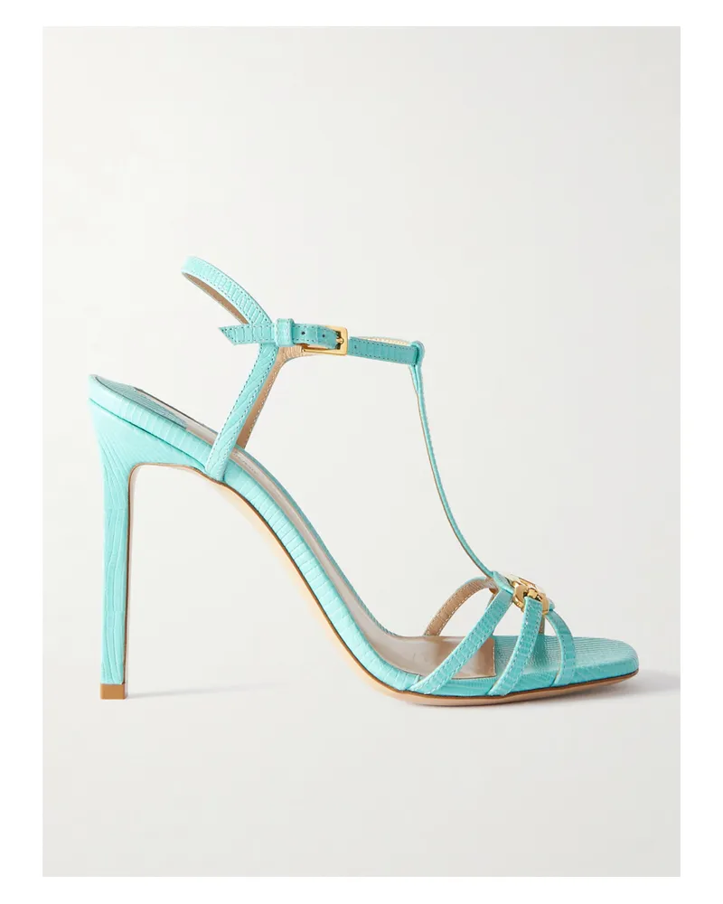 Tom Ford Whitney Sandalen Aus Leder Mit Eidechseneffekt Und Verzierung - Blau Blau