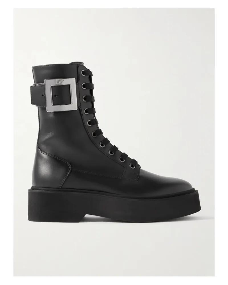 Roger Vivier Schnürstiefel Aus Leder Mit Schnalle - Schwarz Schwarz