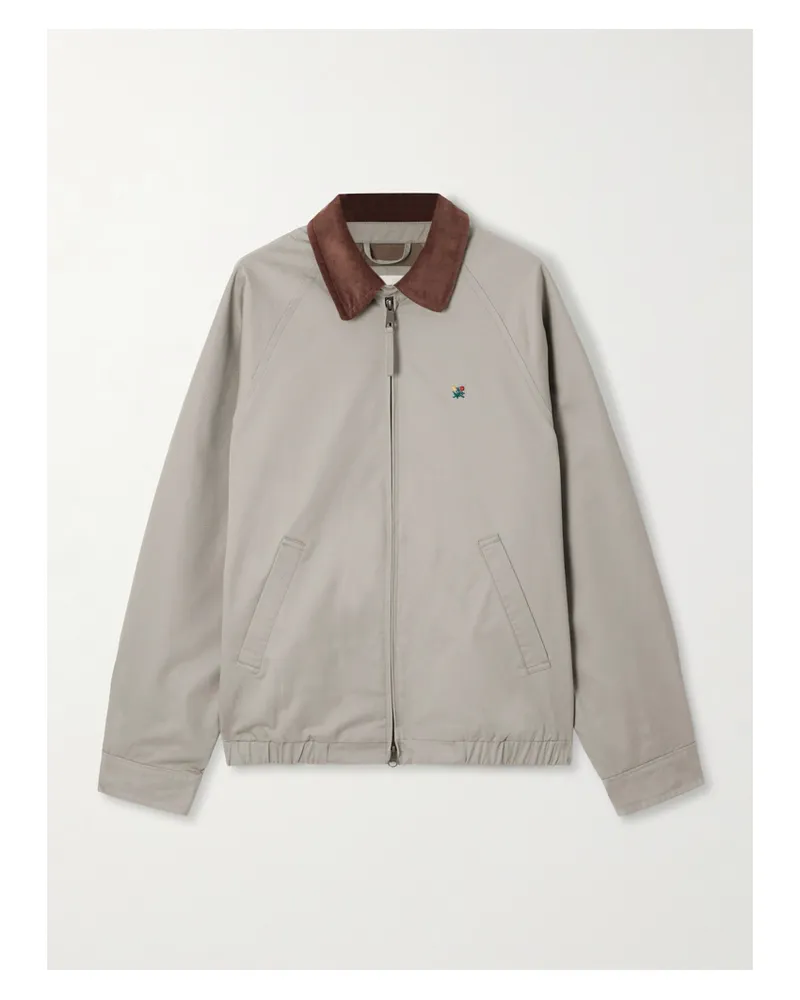 Aimé Leon Dore Corduroy-trimmed Embroidered Cotton-twill Jacket - Gray Gray