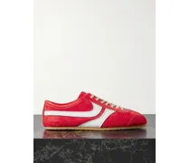 Sneakers Aus Veloursleder Mit Lederbesätzen - Rot