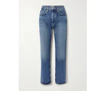 Lana Distressed Mid-rise Straight-leg Jeans - Blue