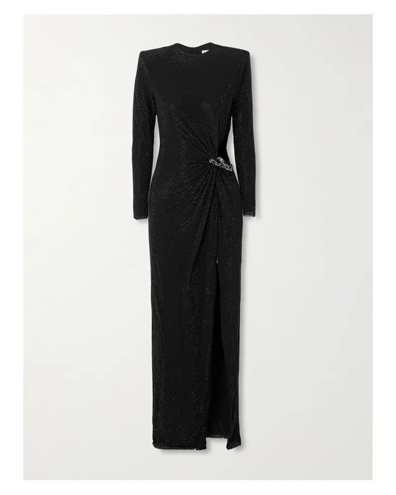 Self-Portrait Maxikleid Aus Mesh Mit Verzierungen - Schwarz Schwarz
