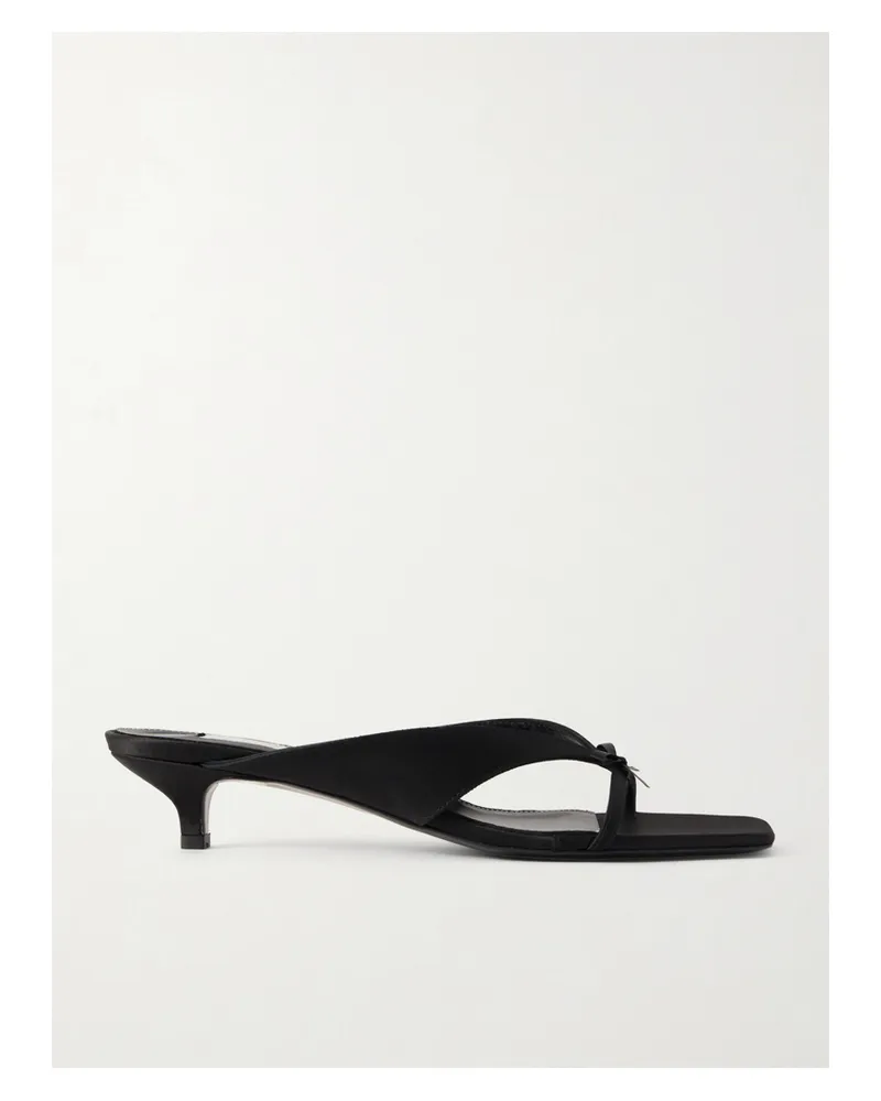 Totême Bow-detailed Satin Sandals - Black Black