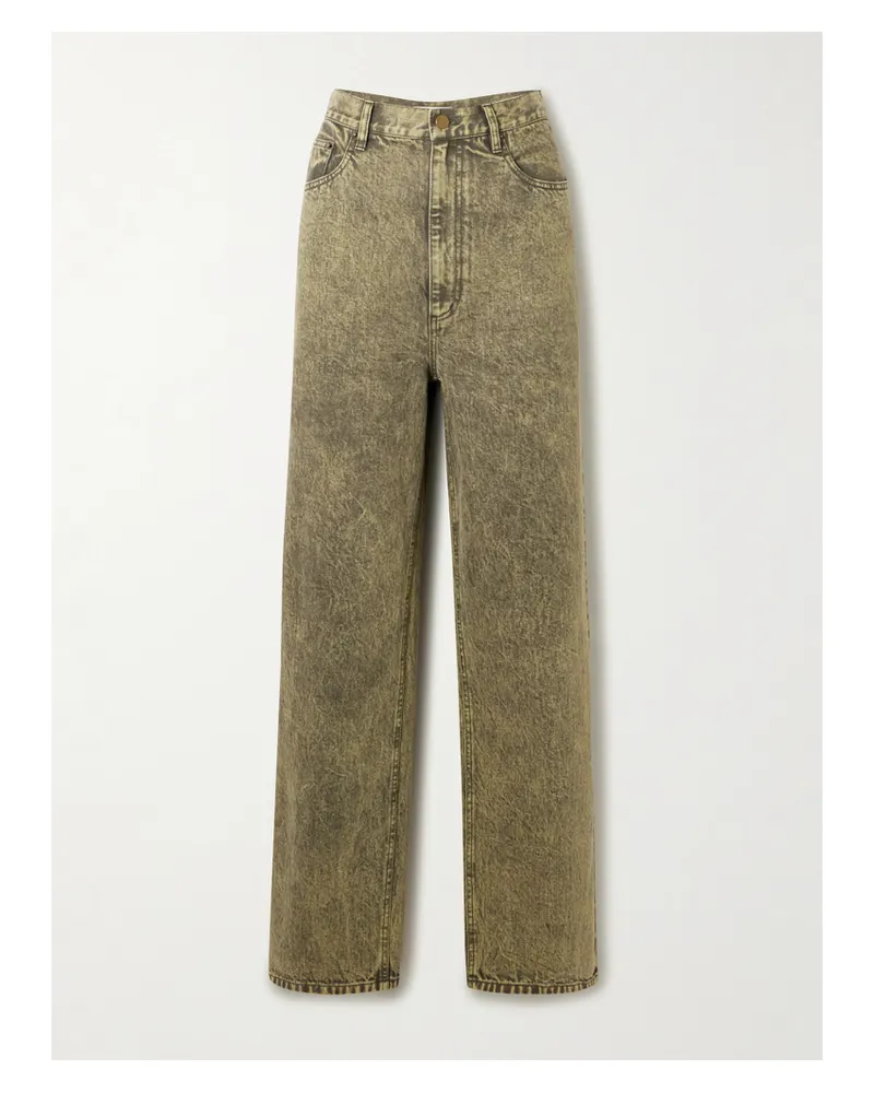 tibi Hoch Sitzende Acid-washed-jeans Mit Weitem Bein - Grün Grün