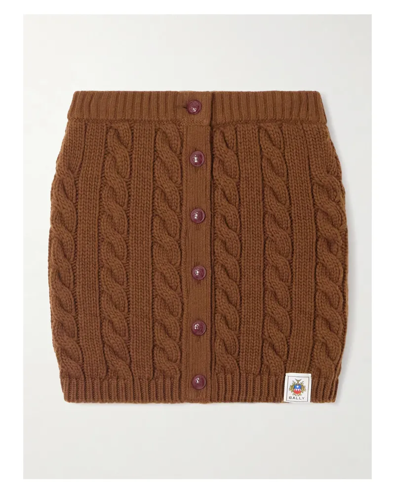 Bally Minirock Aus Wolle In Zopfstrick - Braun Braun