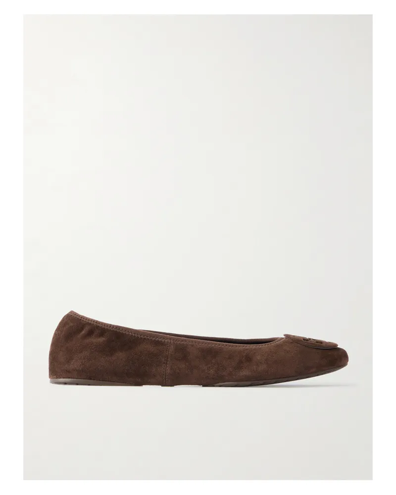 Tory Burch Reva Ballerinas Aus Veloursleder Mit Verzierung - Braun Braun