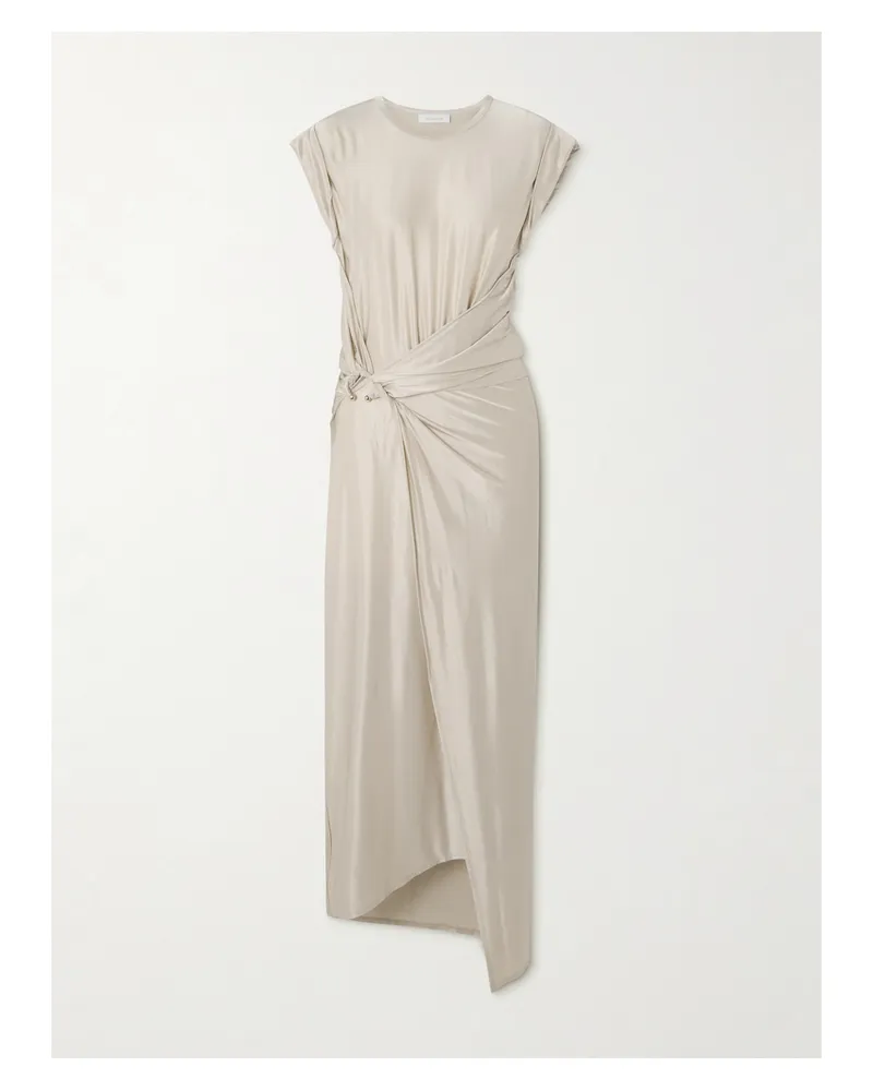 Paco Rabanne Asymmetrisches Midikleid Aus Glänzendem Jersey Mit Verzierung - Neutral Neutral