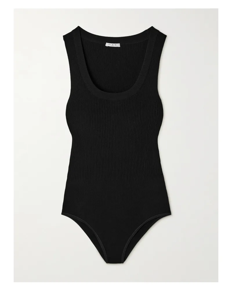 Alaïa Ribbed-knit Bodysuit - Black Black
