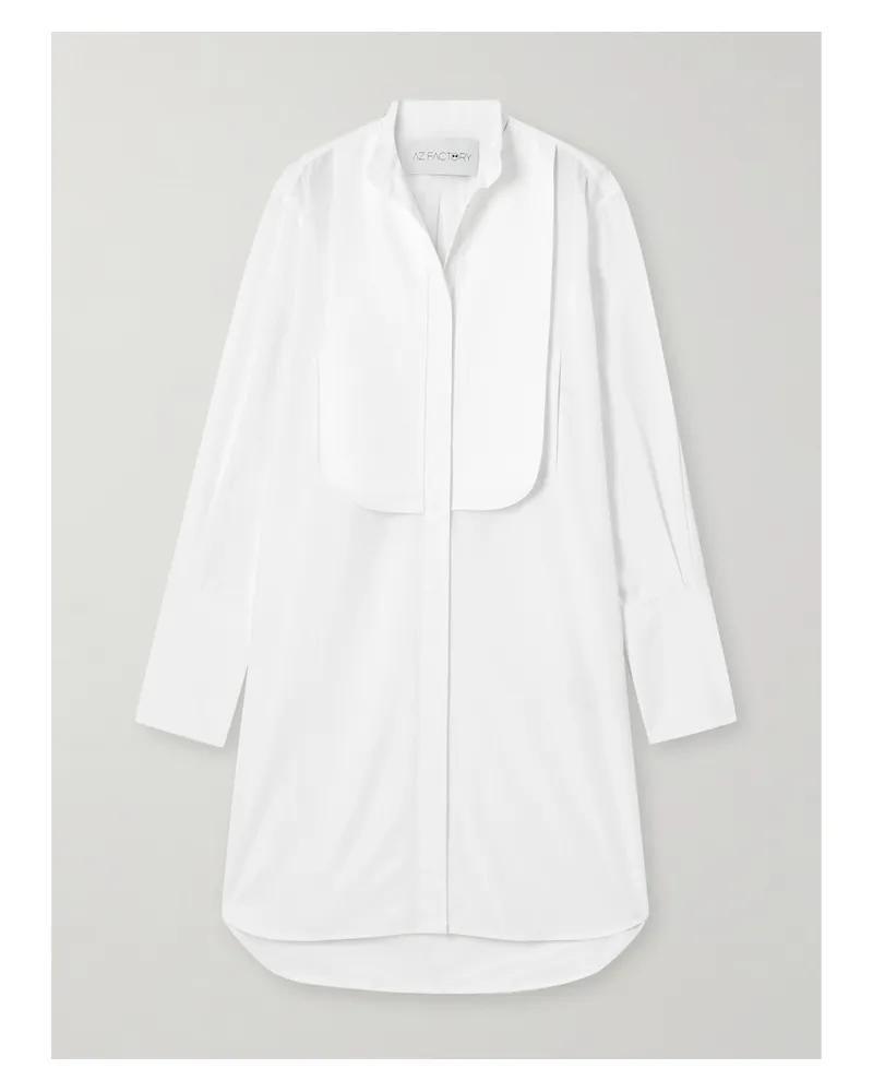AZ FACTORY Mehrlagiges Mini-hemdblusenkleid Aus Baumwollpopeline Und Baumwollgabardine - Weiß Weiß