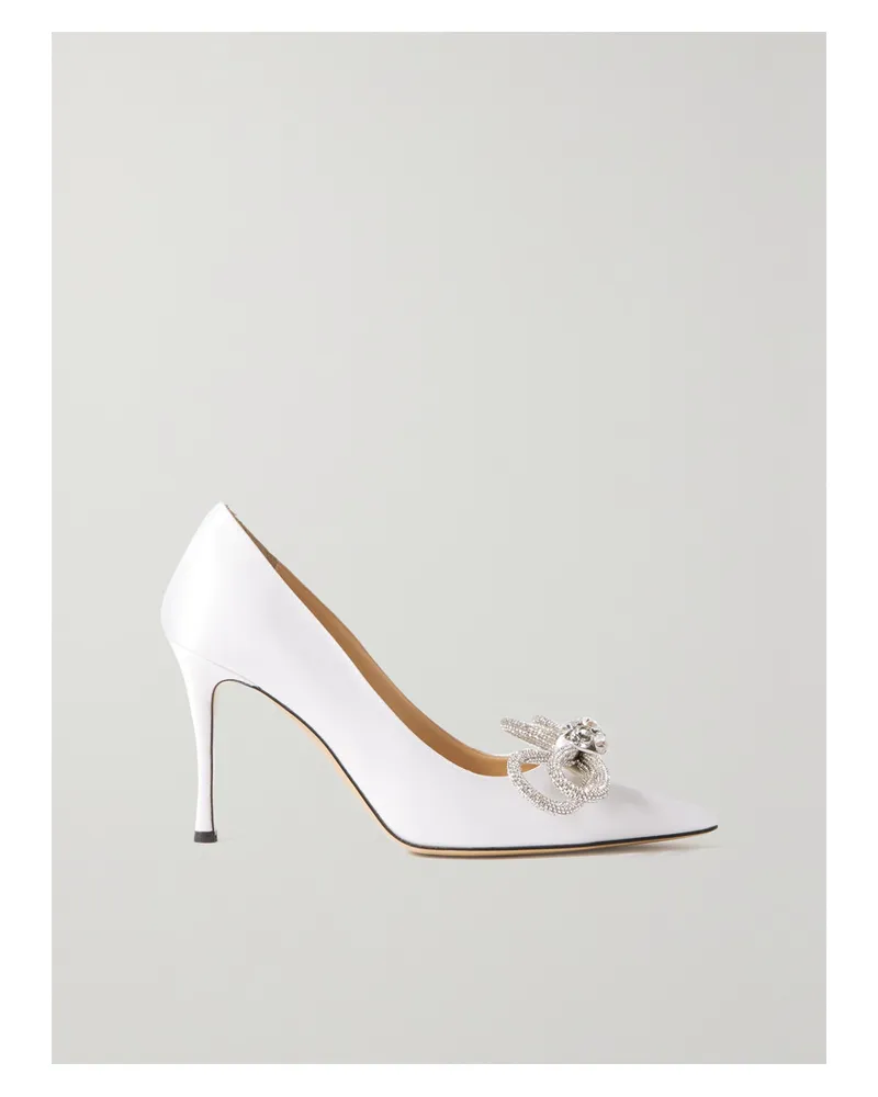 Mach & Mach Double Bow Pumps Aus Satin Mit Kristallen - Weiß Weiß