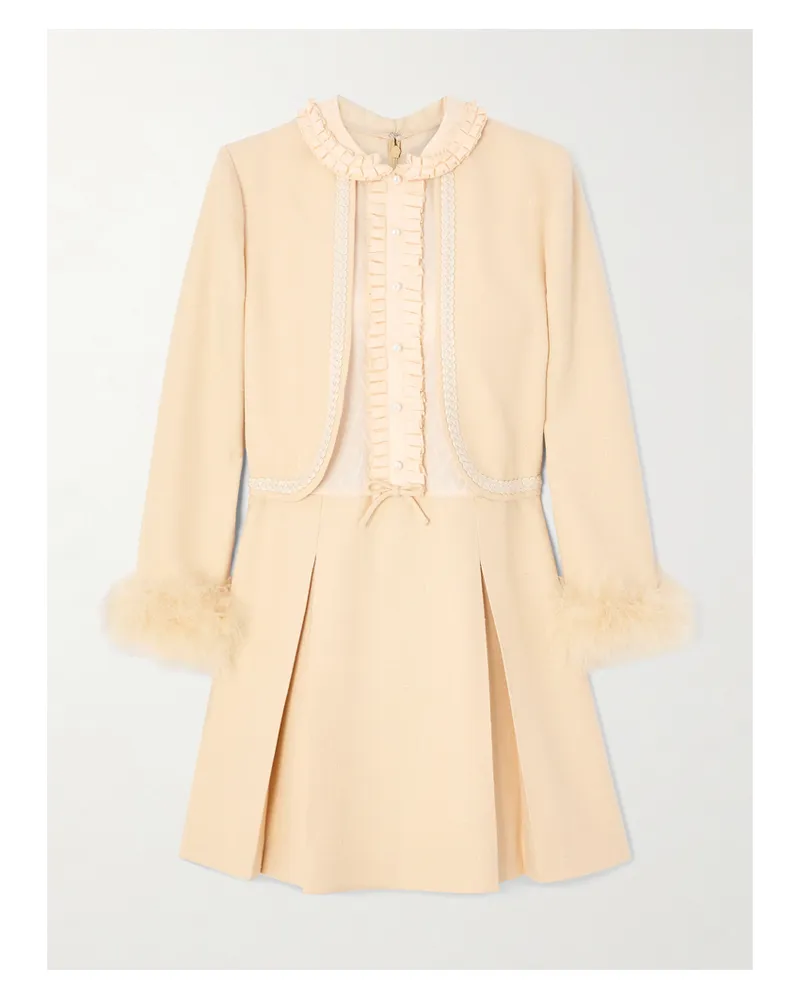 Valentino Garavani Minikleid Aus Webstoff Und Jacquard Mit Federn Und Verzierungen - Orange Orange