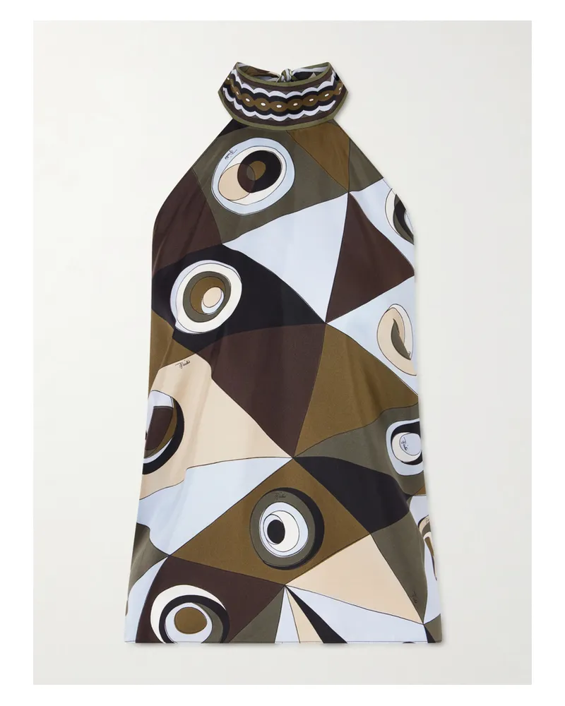 Emilio Pucci Printed Silk-twill Top - Green Green