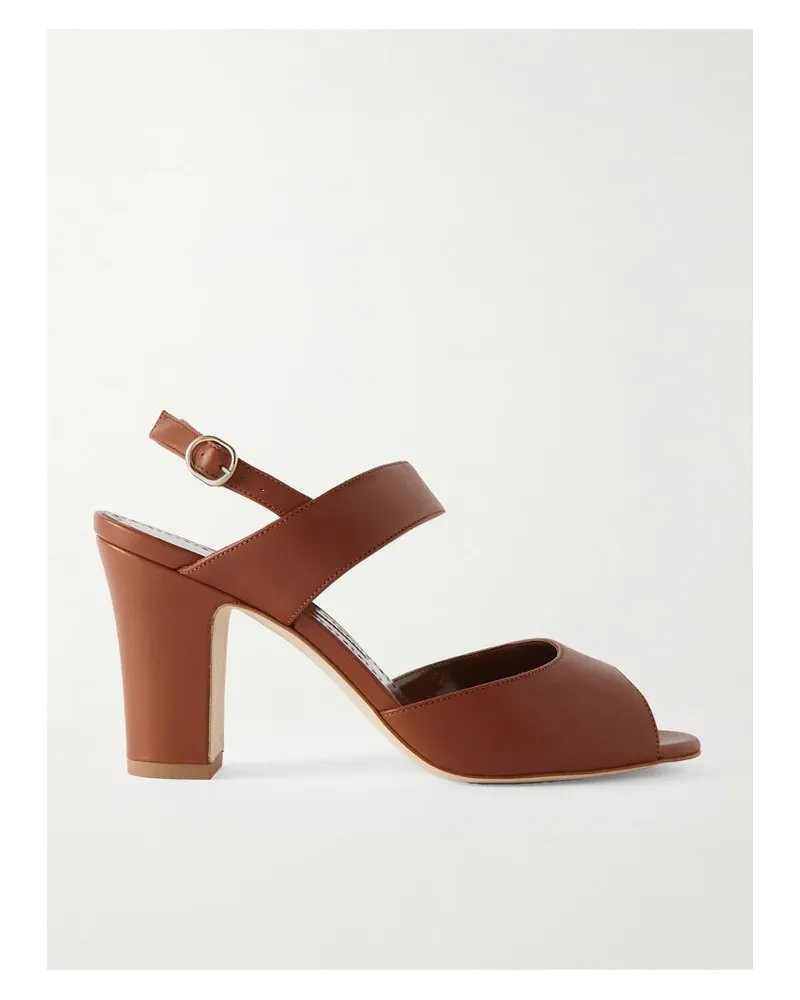 Manolo Blahnik Khiko 90 Slingback-sandalen Aus Leder - Braun Braun
