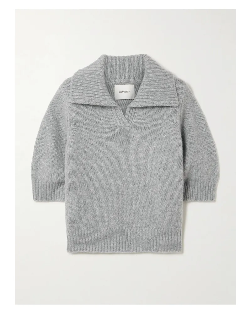 Lisa Yang Lailai Cashmere And Silk-blend Polo Sweater - Gray Gray