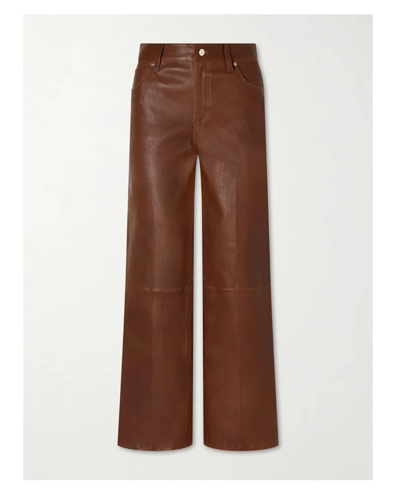Frame Denim Le Slim Palazzo Paneled Leather Flared Pants - Brown Brown