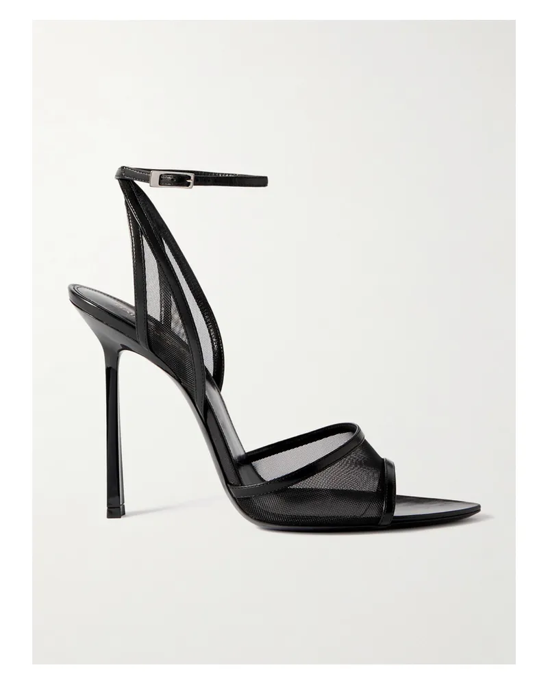 Saint Laurent Missy Mesh And Leather Sandals - Black Black