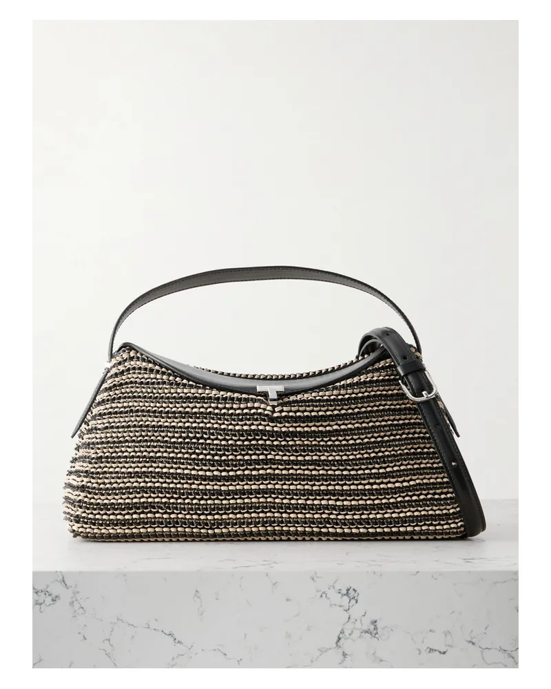 Totême T-lock Woven Leather Shoulder Bag - Black Black