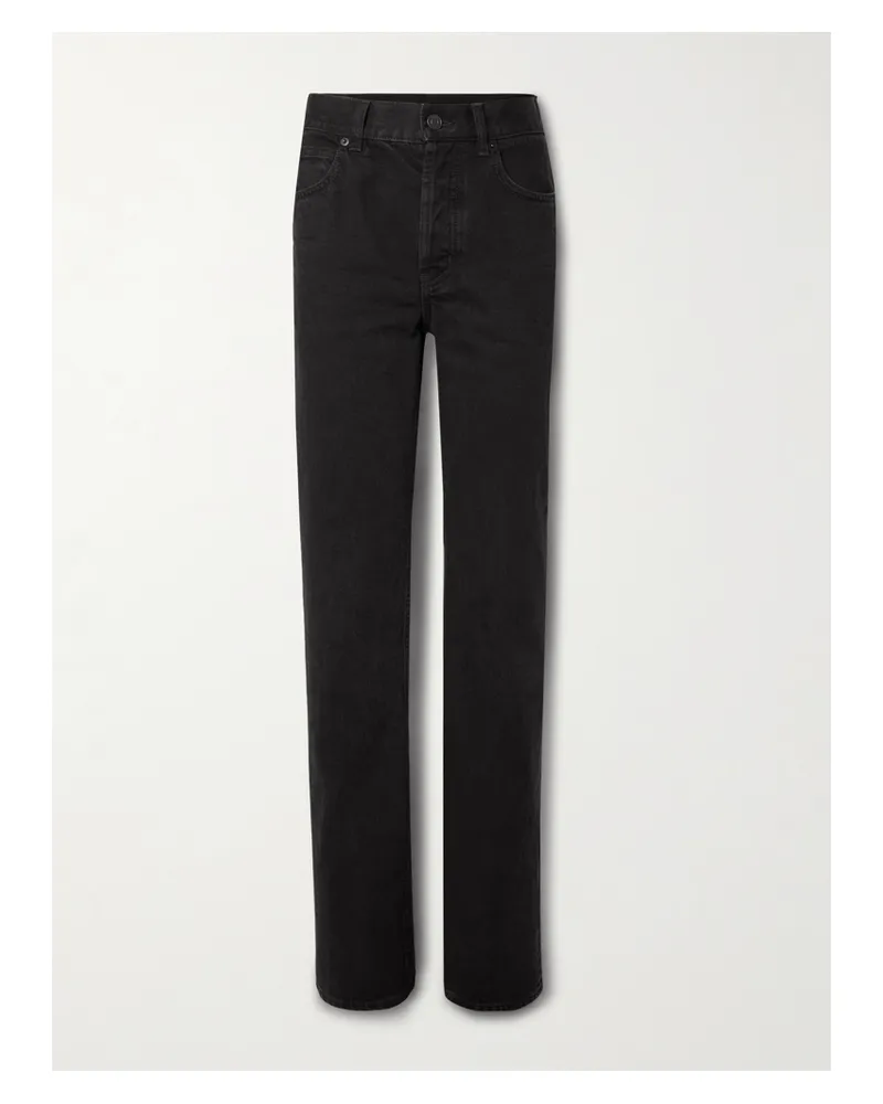 Saint Laurent Nico Halbhohe Jeans Mit Geradem Bein - Schwarz Schwarz