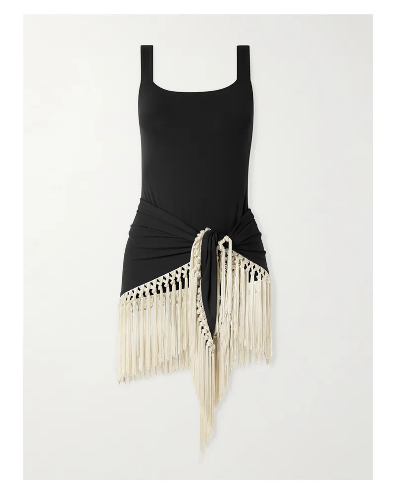 Taller Marmo Mini Lido Swimsuit And Fringed Pareo Set - Black Black