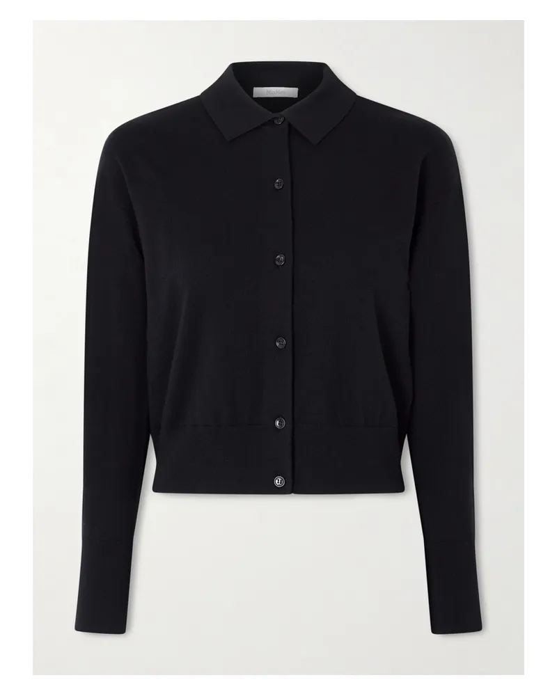 Max Mara Cropped Wool-blend Cardigan - Black Black
