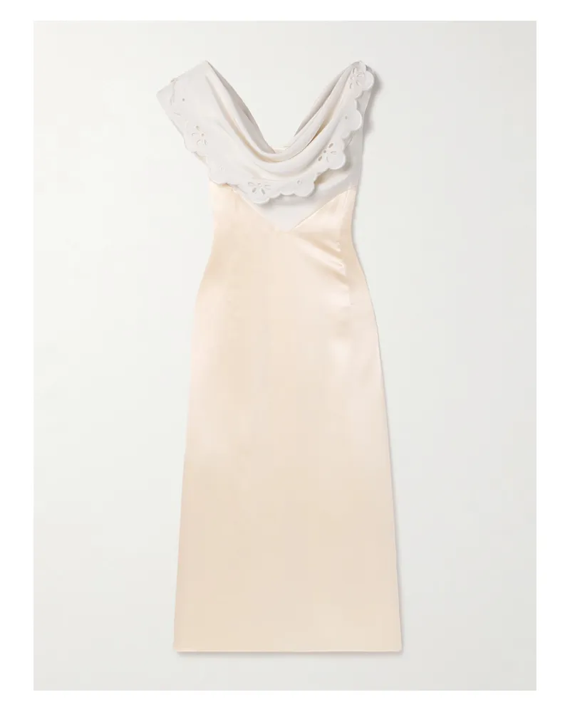 Altuzarra Fragolina Midikleid Aus Seidensatin Mit Lochstickerei Und Raffungen - Weiß Weiß