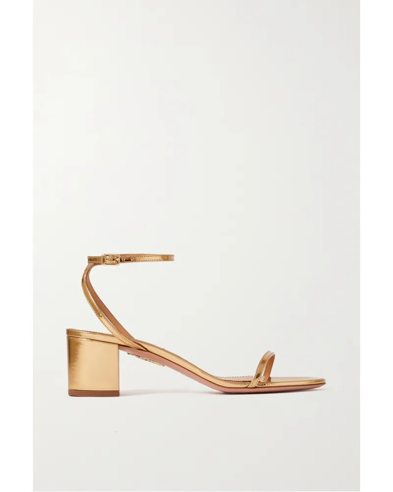 Aquazzura Olie 50 Sandalen aus Leder In Metallic-optik Gold