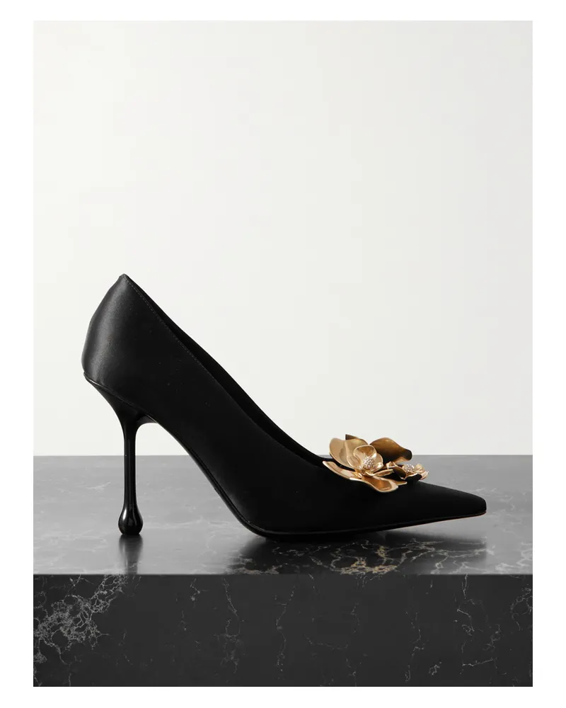 Jimmy Choo Ixia 95 Pumps Aus Satin Mit Verzierungen - Schwarz Schwarz