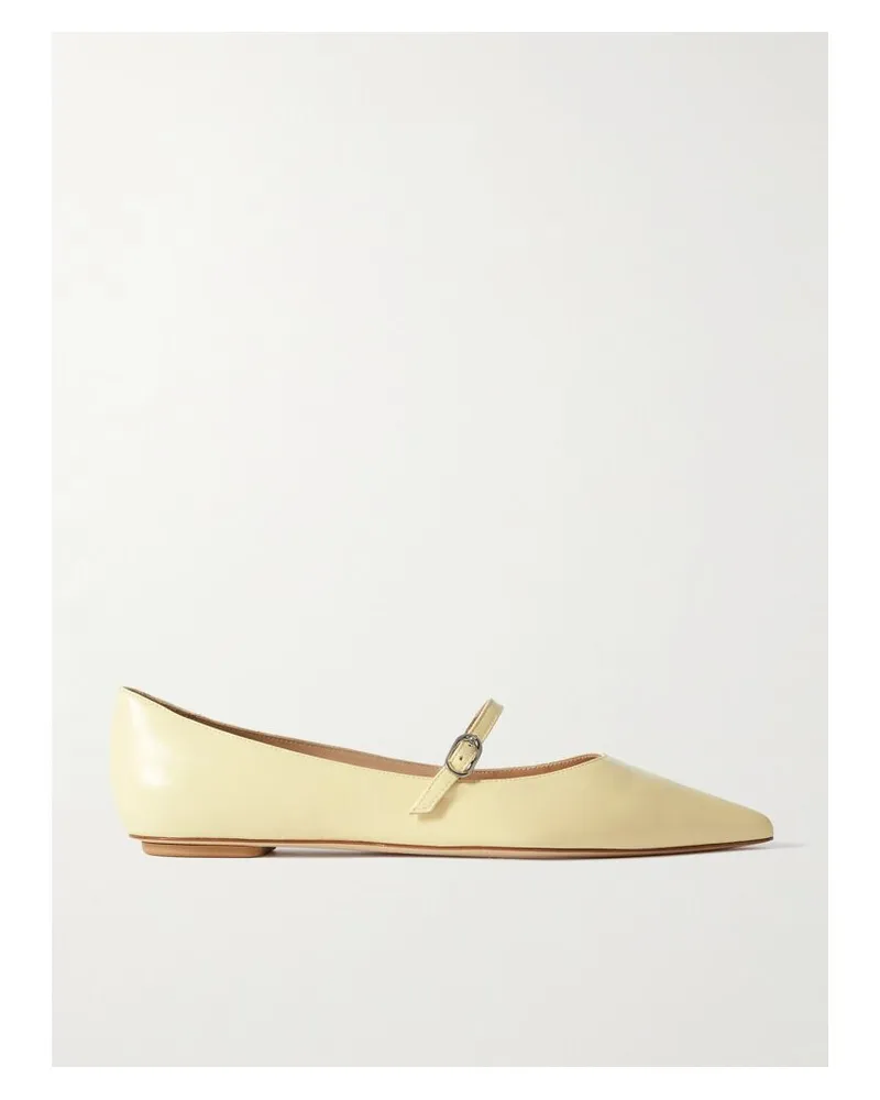 Stuart Weitzman Emilia Mary-jane-ballerinas Aus Leder - Gelb Gelb