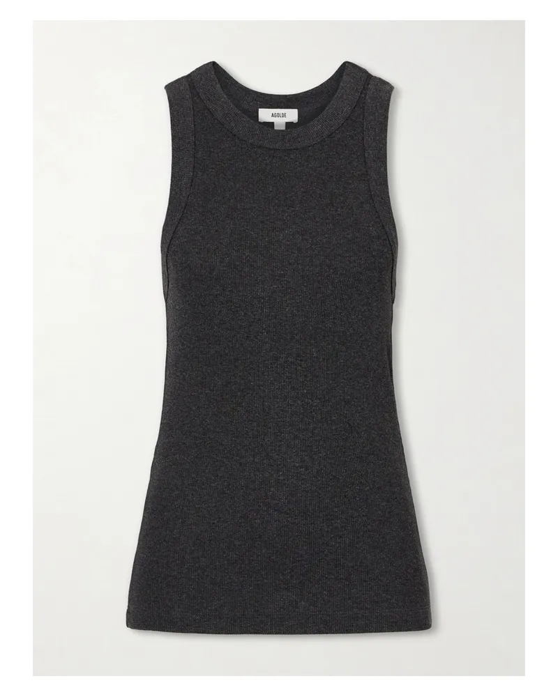 AGOLDE Leigh Ribbed Jersey Tank Top - Gray Gray