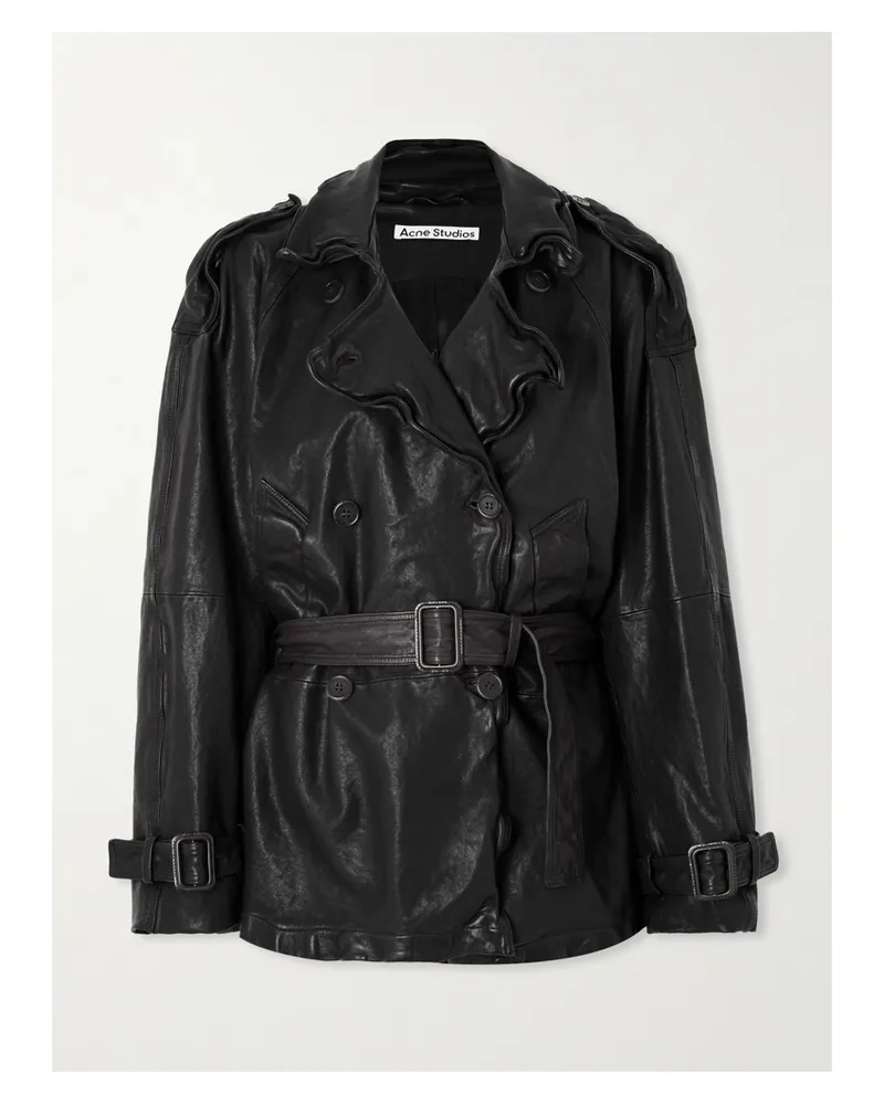 Acne Studios Double-breasted Belted Leather Jacket - Black Black